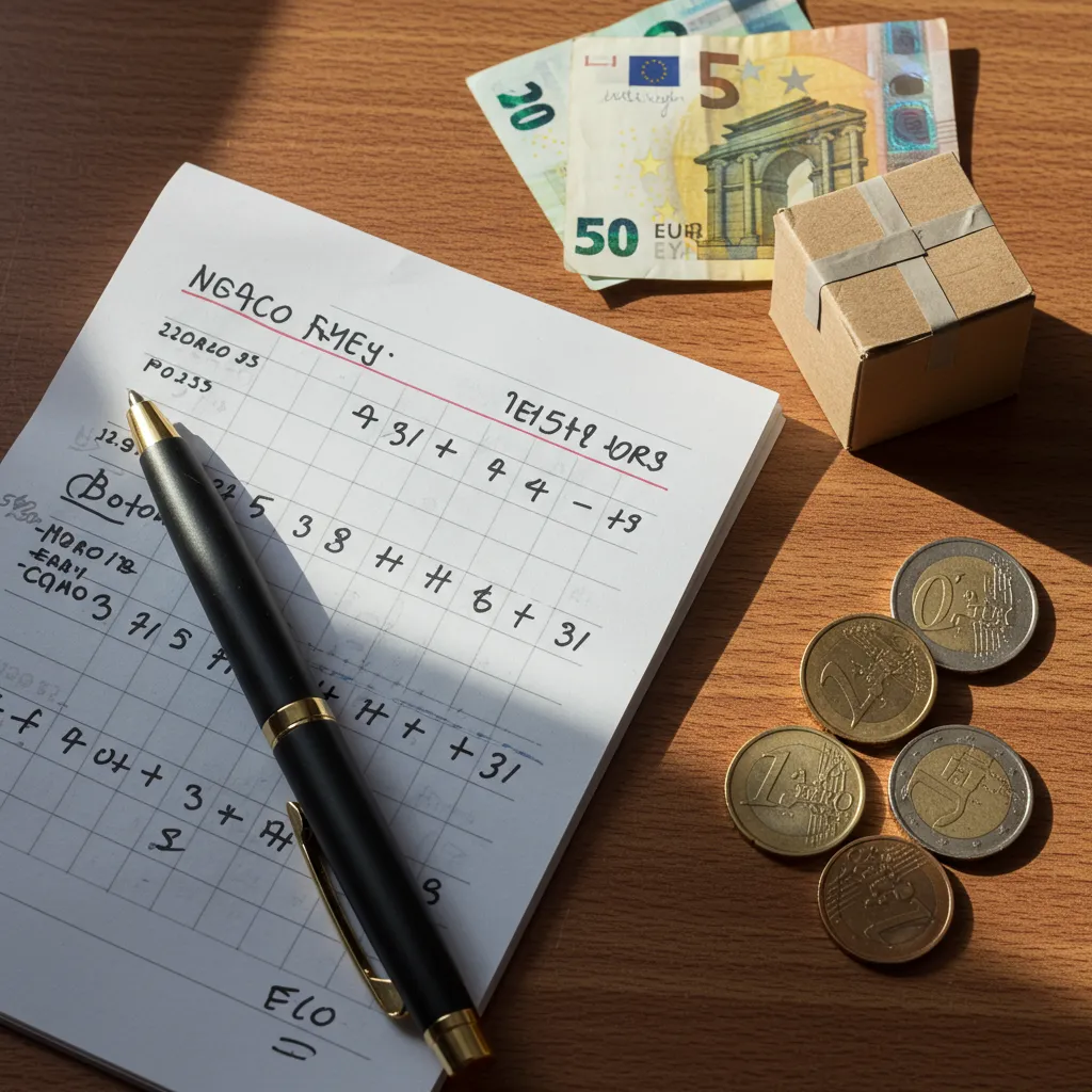 Calcul du seuil de rentabilité d'un abonnement livraison avec des pièces et billets euros sur un bureau